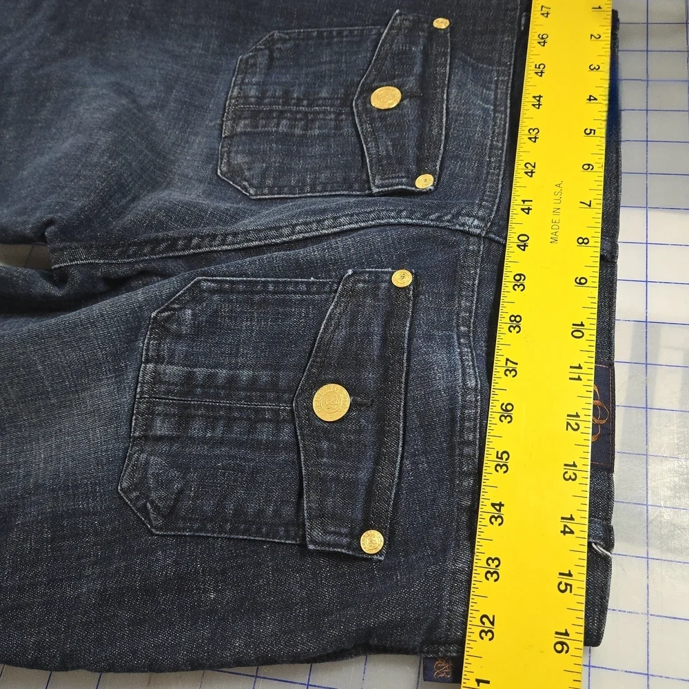 Rock & Republic Dark Blue Flare Jeans with Frayed Hem